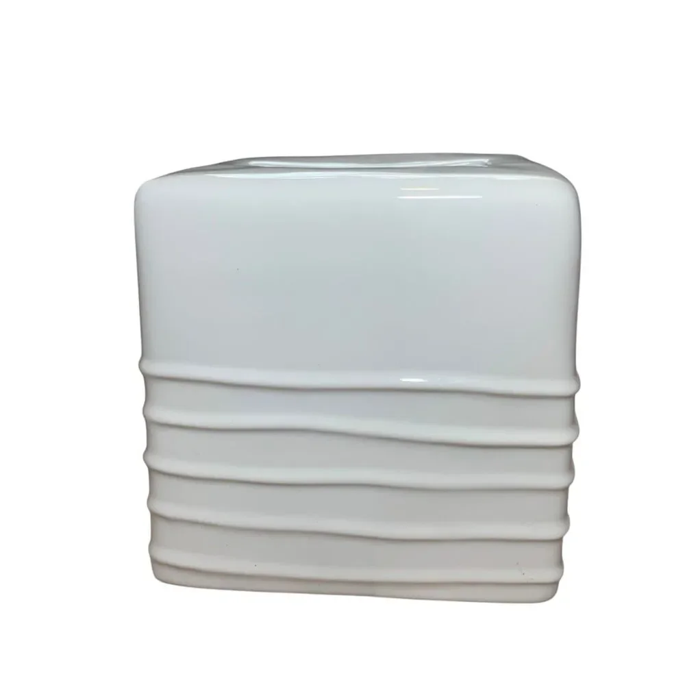 Rae Dunn Artisan Collection Heavy Ribbed Ceramic Off White Tissue Box Cover